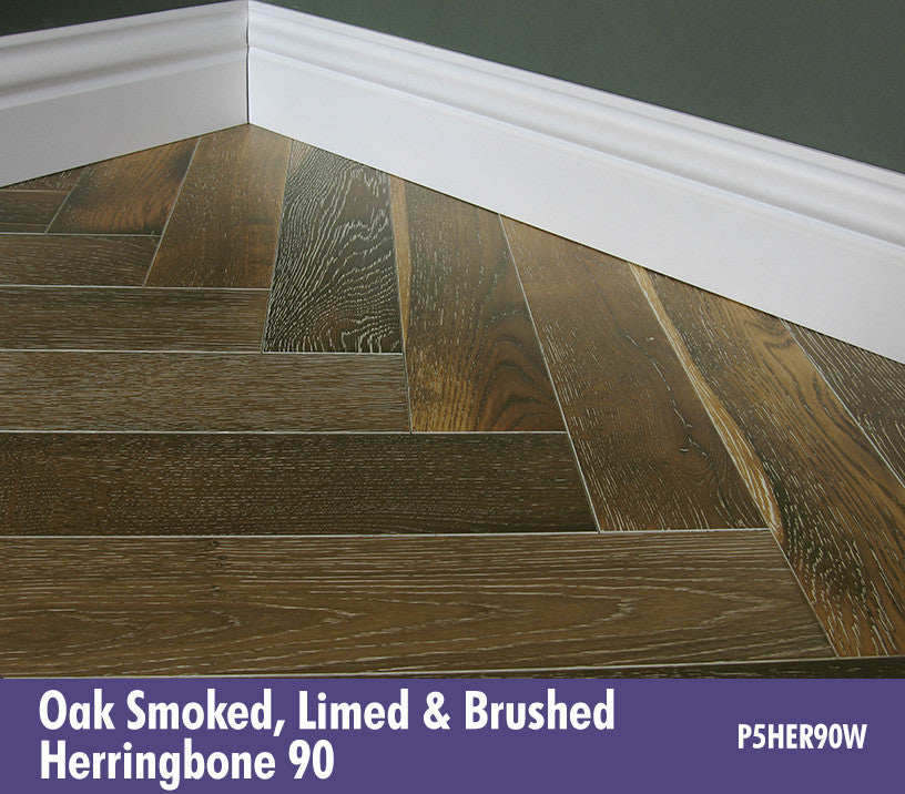 Lignum Strata - Fourteen 3 - Multiply Premium Oak Smoked, Limed & Brushed Herrringbone 90
